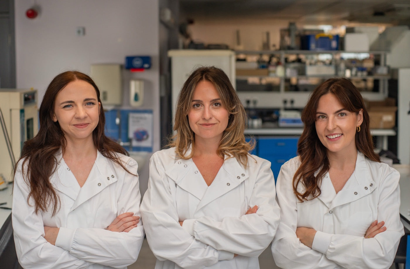 The three Booby Biome founders standing together in their laboratory
