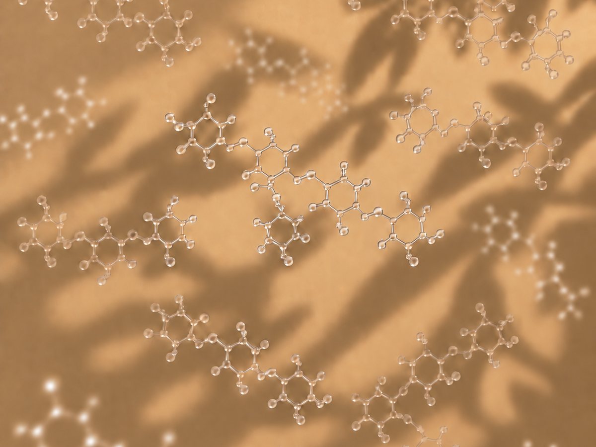 Glass sculpture of rod-shaped Lactobacillus cells on a warm cream ground